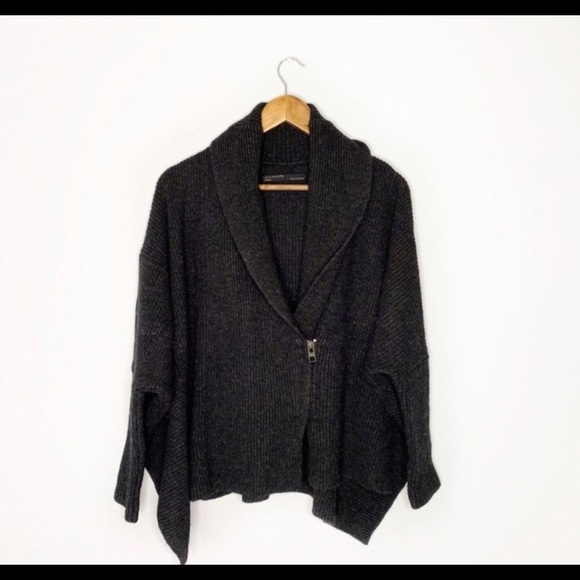 All Saints Knit Rib Oversized Assymmetrical Cardi - Picture 1 of 14